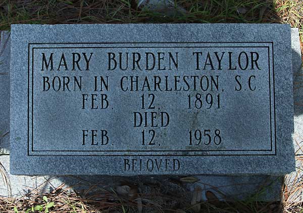 Mary Burden Taylor Gravestone Photo