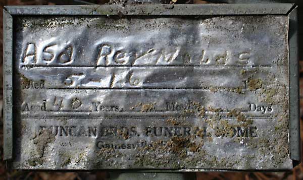 Asa Reynolds Gravestone Photo