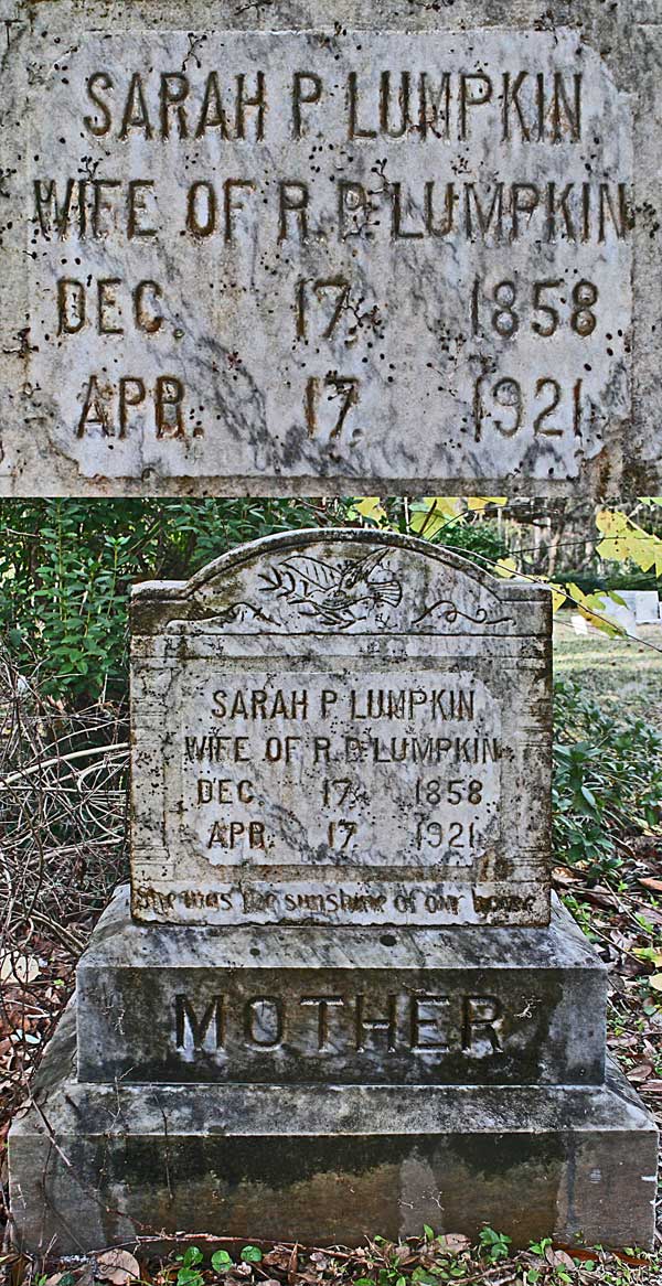Sarah P. Lumpkin Gravestone Photo