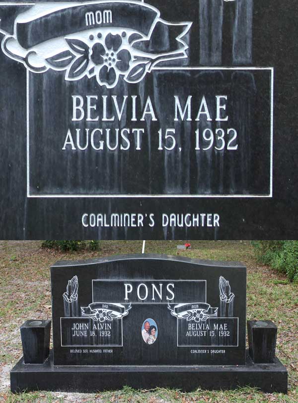 Belvia Mae Pons Gravestone Photo
