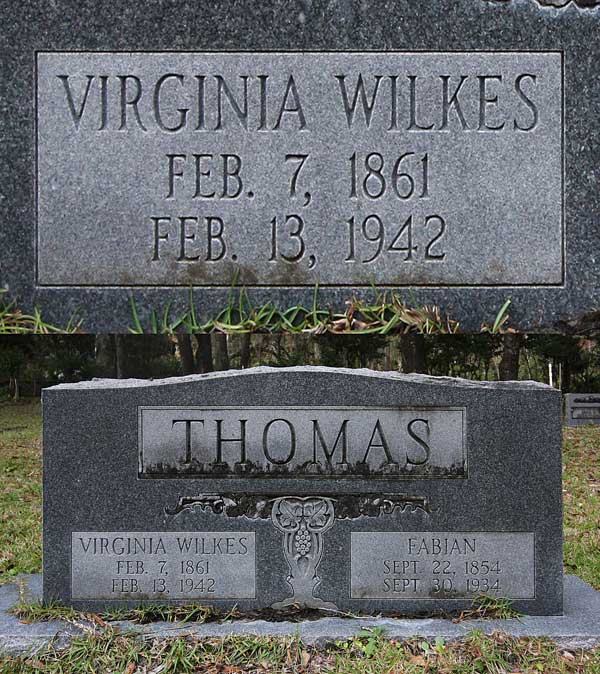 Virginia Wilkes Thomas Gravestone Photo
