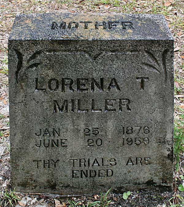 Lorena T. Miller Gravestone Photo