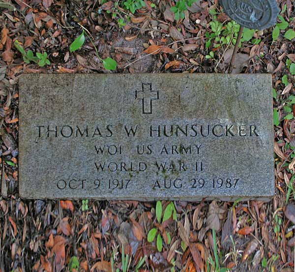 Thomas W. Hunsucker Gravestone Photo