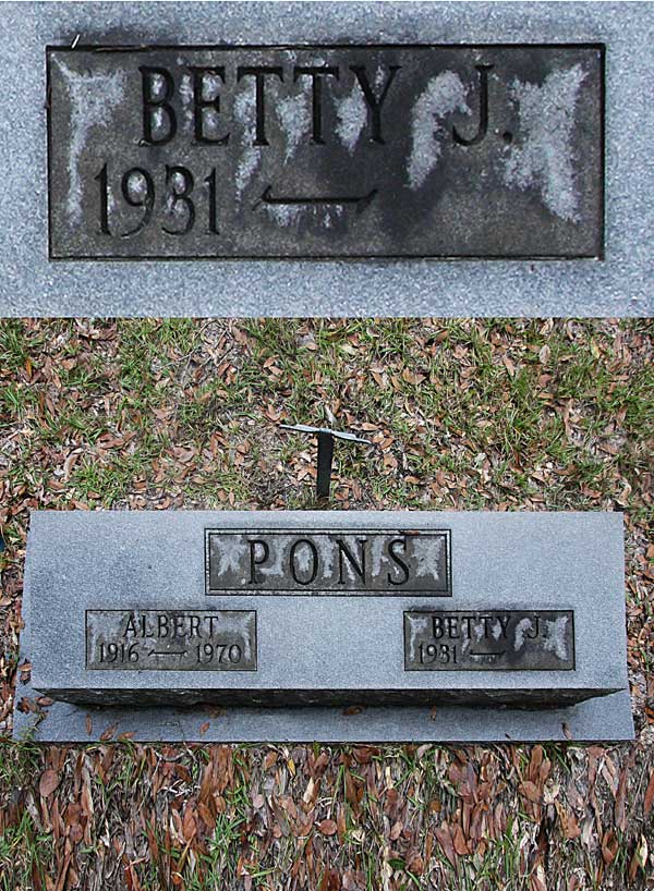 Betty J. Pons Gravestone Photo