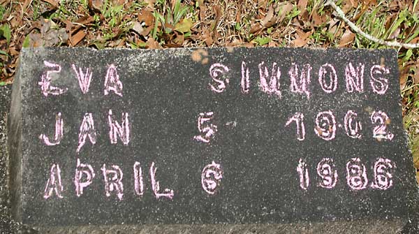 EVA SIMMONS Gravestone Photo