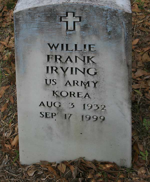 WILLIE FRANK IRVING Gravestone Photo