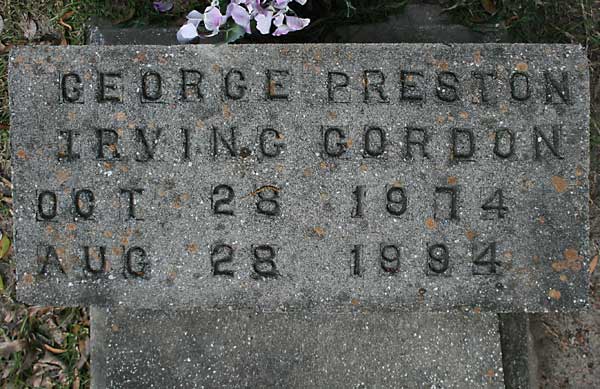 George Preston Irving Gordon Gravestone Photo