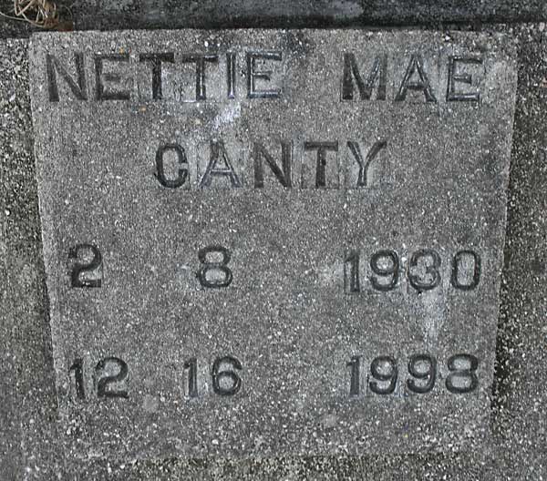 NETTIE MAE CANTY Gravestone Photo
