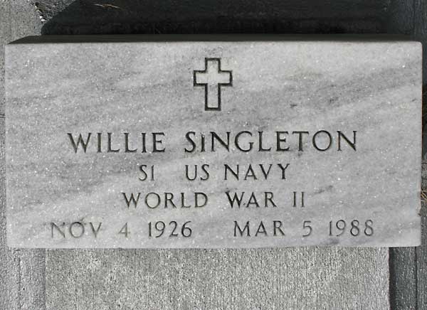 WILLIE SINGLETON Gravestone Photo