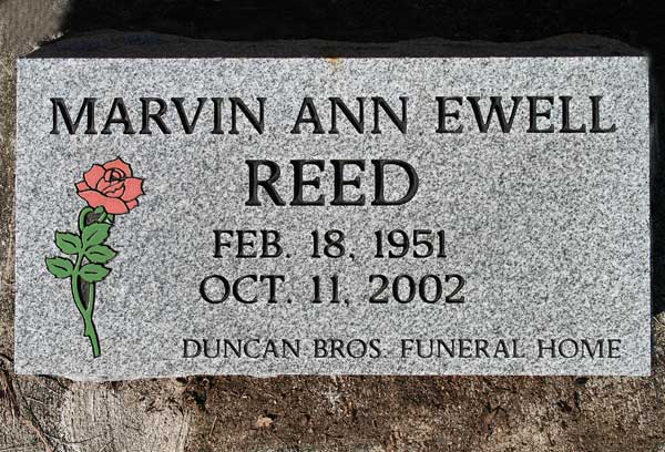 Marvin Ann Ewell Reed Gravestone Photo