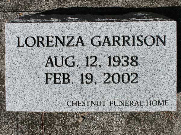 Lorenza Garrison Gravestone Photo