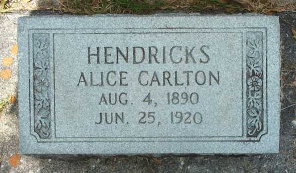Alice Carlton Hendricks Gravestone Photo