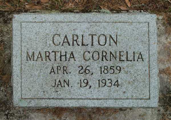 Martha Cornelia Carlton Gravestone Photo