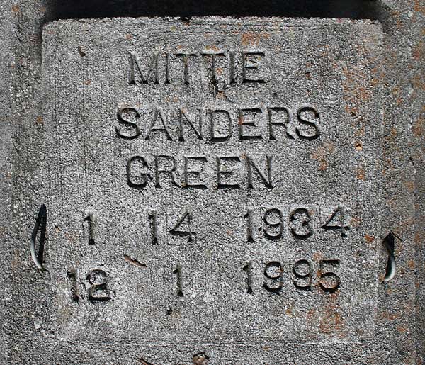 Mittie Sanders Green Gravestone Photo