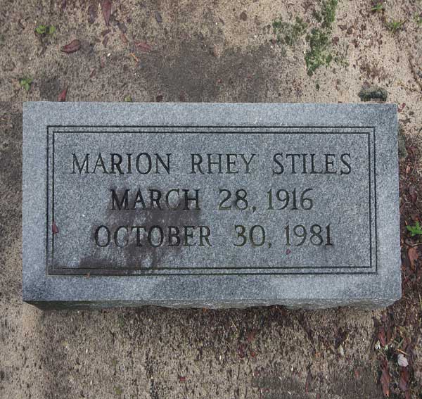 Marion Rhey Stiles Gravestone Photo