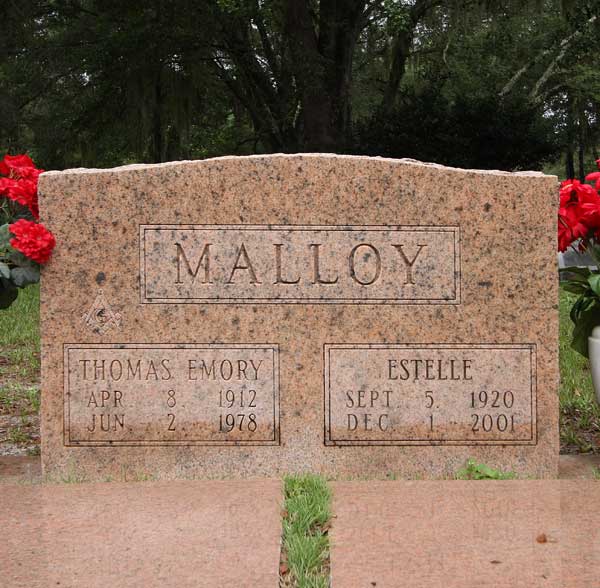 Thomas Emory & Estelle Malloy Gravestone Photo