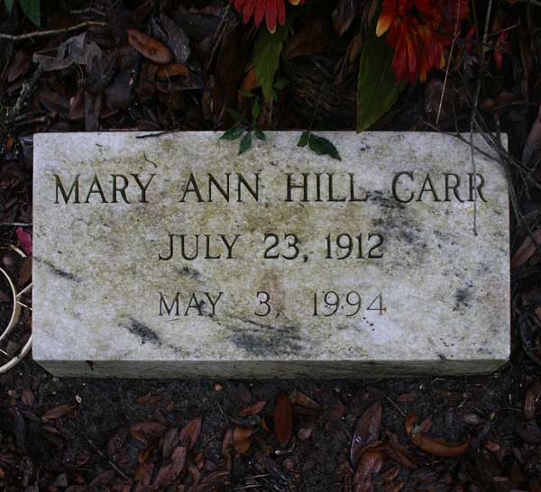 Mary Ann Hill Carr Gravestone Photo