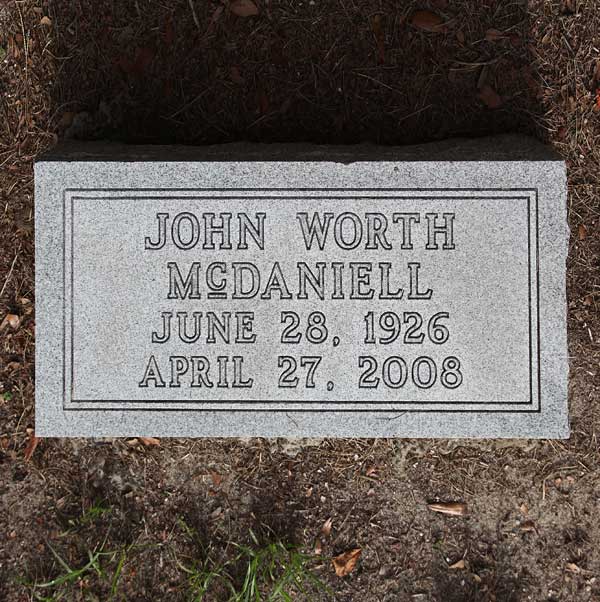 John Worth McDaniell Gravestone Photo