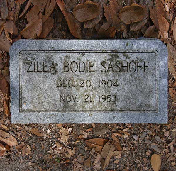 Zilla Bodie Sashoff Gravestone Photo