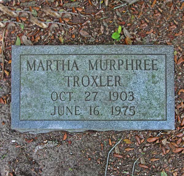 Martha Murphree Troxler Gravestone Photo
