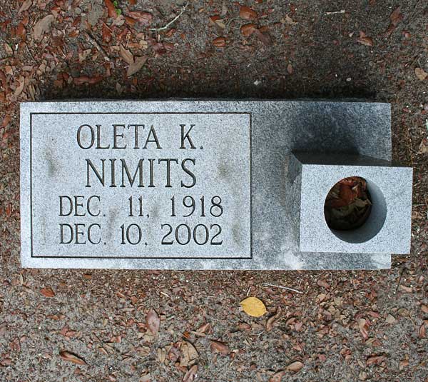 Oleta K. Nimits Gravestone Photo