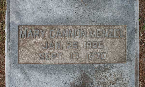 Mary Cannon Menzel Gravestone Photo