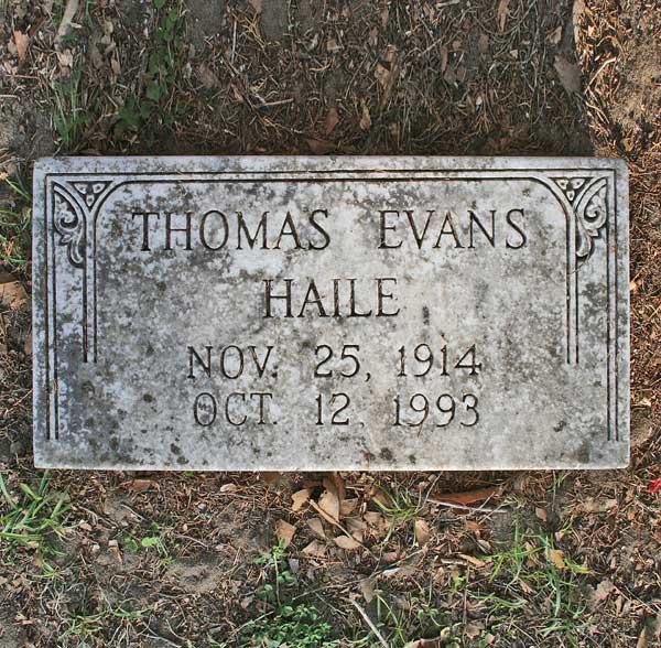 Thomas Evans Haile Gravestone Photo