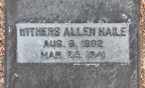 Withers Allen Haile Gravestone Photo