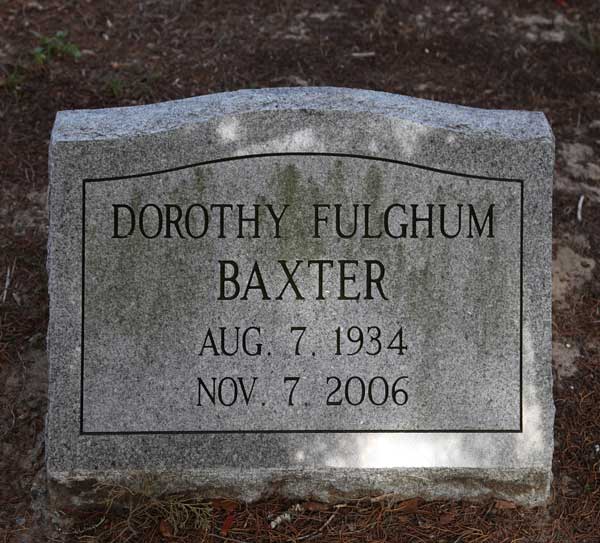 Dorothy Fulghum Baxter Gravestone Photo