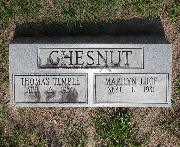 Thomas Temple & Marilyn Luce Chesnut Gravestone Photo