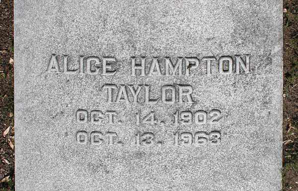 Alice Hampton Taylor Gravestone Photo