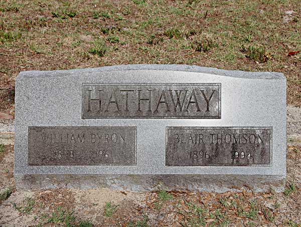 William Byron & Blair Thomson Hathaway Gravestone Photo