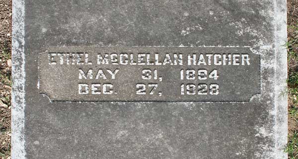 Ethel McClellan Hatcher Gravestone Photo