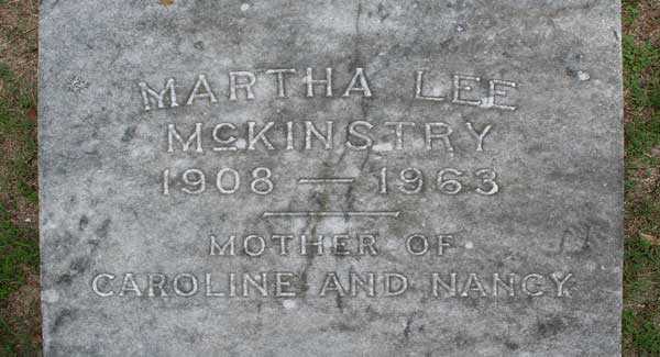 Martha Lee McKinstry Gravestone Photo