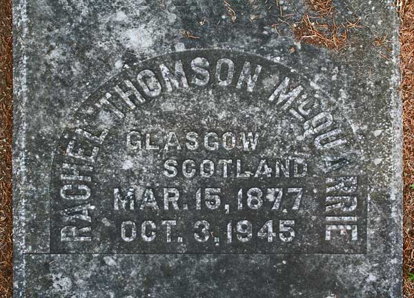 Rachel Thomson McQuarrie Gravestone Photo