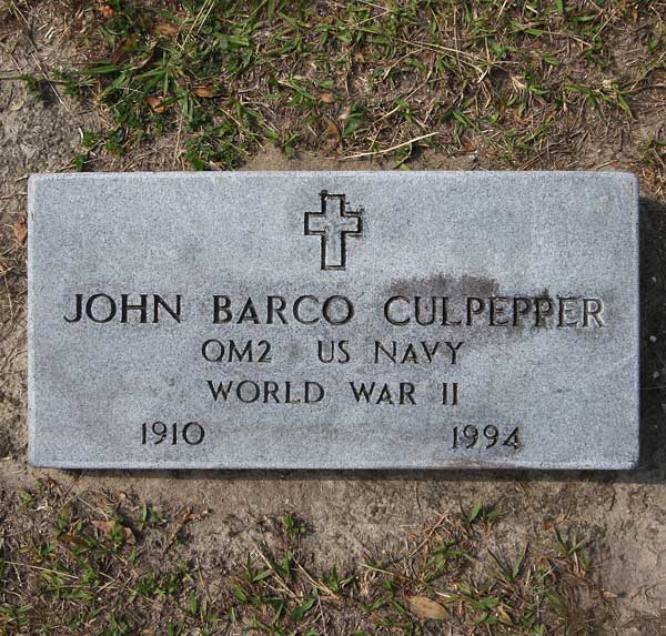 John Barco Culpepper Gravestone Photo