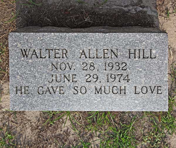 Walter Allen Hill Gravestone Photo