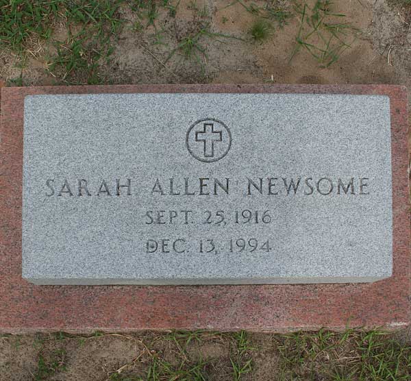 Sarah Allen Newsome Gravestone Photo
