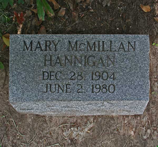 Mary McMillan Hannigan Gravestone Photo