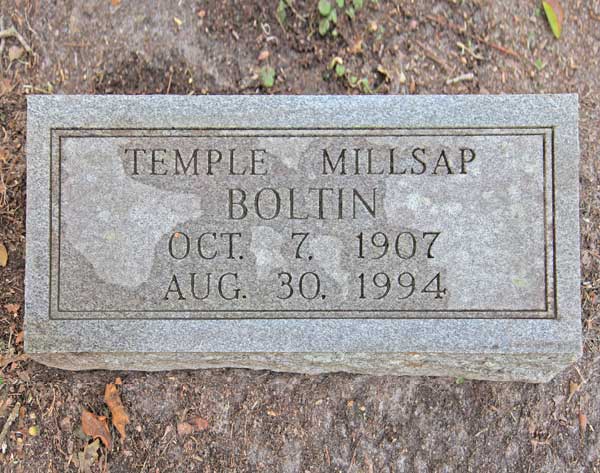 Temple Millsap Boltin Gravestone Photo