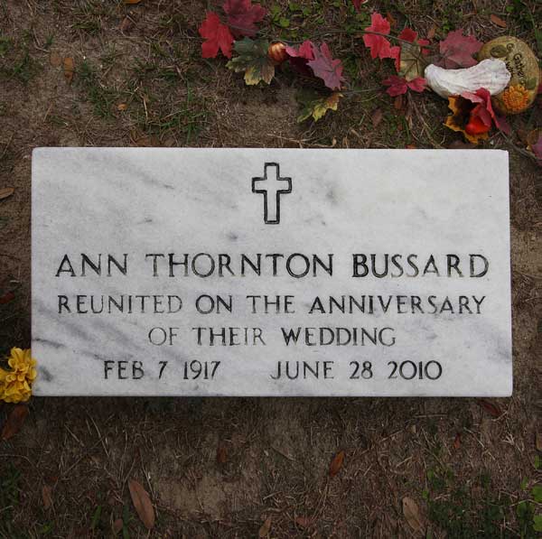 Ann Thornton Bussard Gravestone Photo