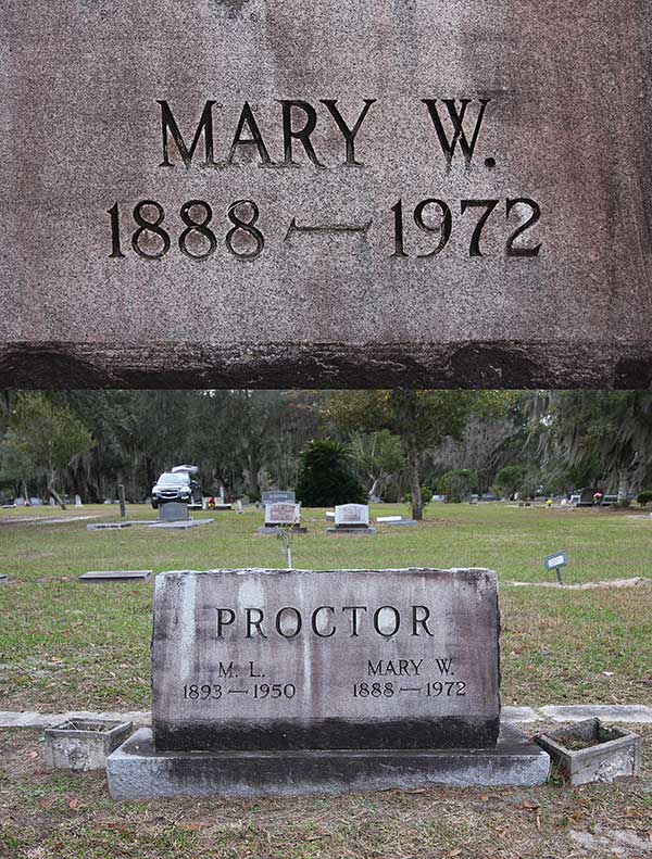Mary W. Proctor Gravestone Photo