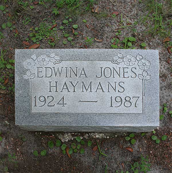 Edwina Jones Haymans Gravestone Photo