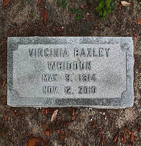 Virginia Baxley Whiddon Gravestone Photo