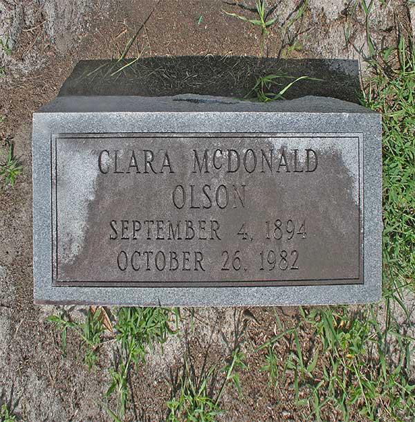 Clara McDonald Olson Gravestone Photo