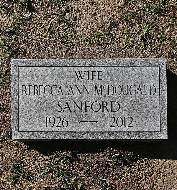 Rebecca An McDougald Sanford Gravestone Photo