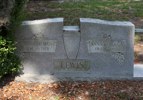 Frank Heman & Anna Rebecca Lewis Gravestone Photo