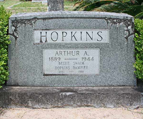 Bessie Swaim Hopkins Dampier & Arthur A. Hopkins Gravestone Photo