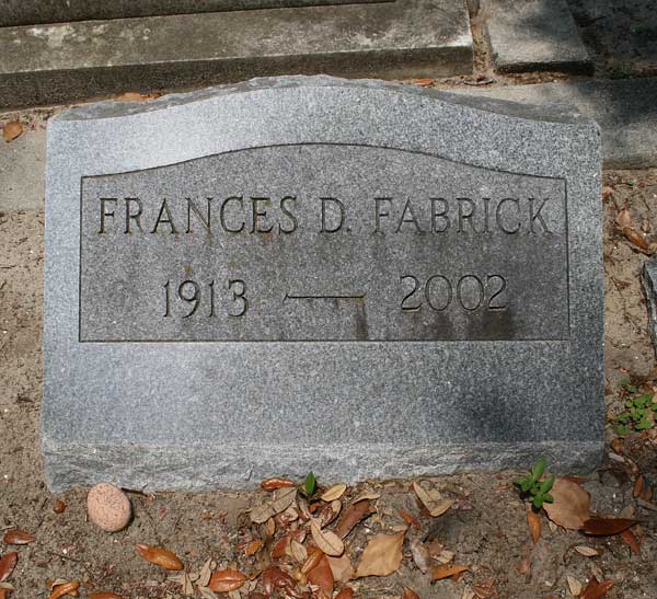 Frances D. Fabrick Gravestone Photo