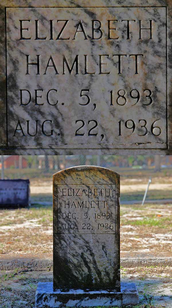 Elizabeth Hamlett Gravestone Photo